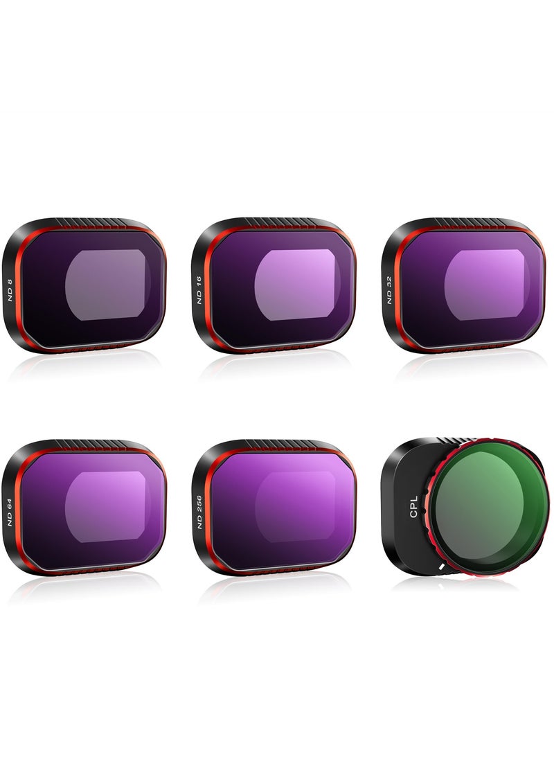 SYOSI - Mini 4 Pro Filters, Multi-Coated ND Filters Set for DJI Mini 4 Pro Drone Accessories, 6-Pack Includes ND8, ND16, ND32, ND64, ND256, and CPL Filters - Image 1