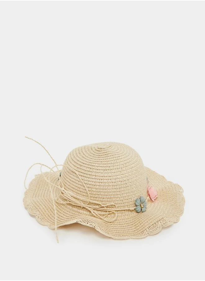 ستايلي Styli Flower Corsage Straw Hat