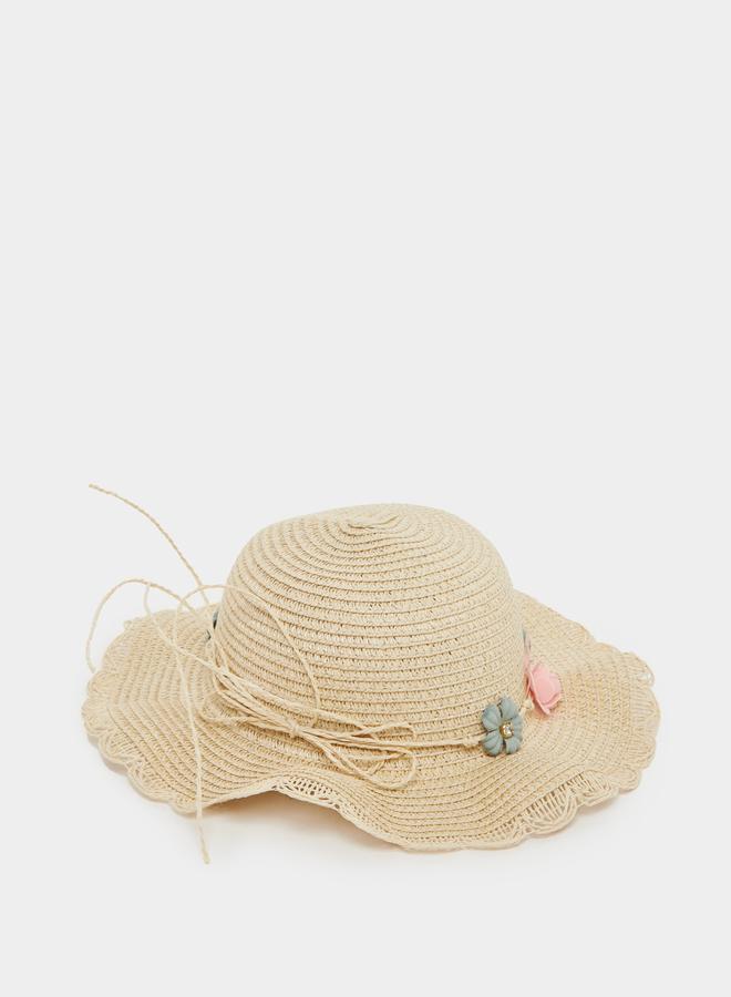 Styli Styli Flower Corsage Straw Hat  - Image 2