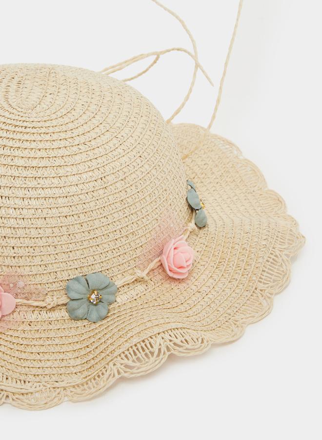 Styli Styli Flower Corsage Straw Hat  - Image 3