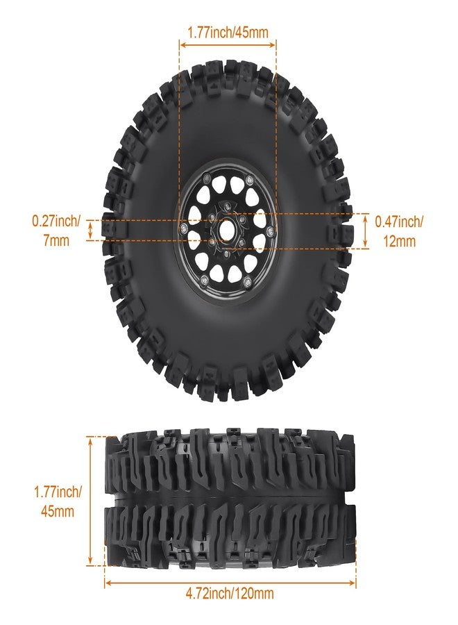 Hobbyfire 120mm 4.72'' Tall 1.9 Mud Slingers Tires Good Grip and 1.9 Beadlock Wheels Aluminum 1.9 Beadlocks for FCX10 TRX4 Axial SCX10 II UTB18 Capra Redcat Gen8 Gen7 VS4-10 1/10 RC Crawler Car (Color C) - Image 2