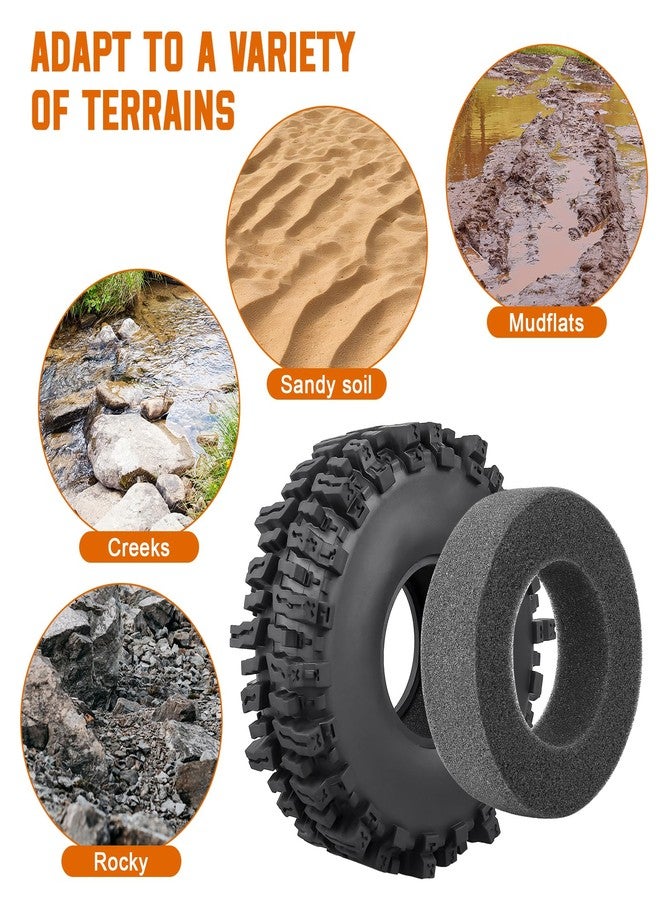 Hobbyfire 120mm 4.72'' Tall 1.9 Mud Slingers Tires Good Grip and 1.9 Beadlock Wheels Aluminum 1.9 Beadlocks for FCX10 TRX4 Axial SCX10 II UTB18 Capra Redcat Gen8 Gen7 VS4-10 1/10 RC Crawler Car (Color C) - Image 3