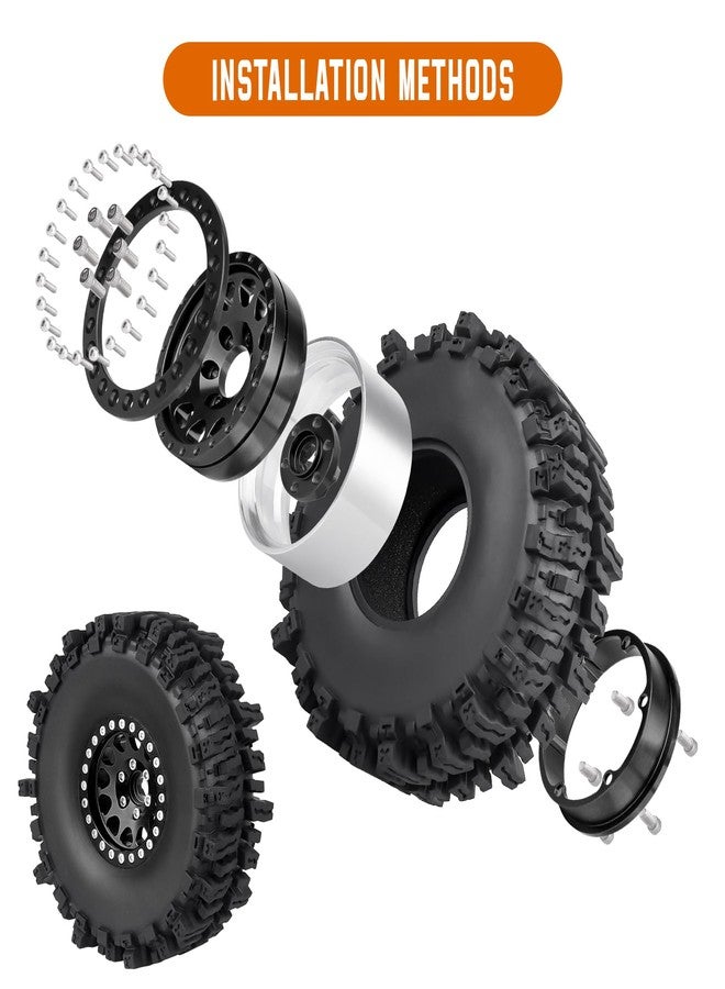 Hobbyfire 120mm 4.72'' Tall 1.9 Mud Slingers Tires Good Grip and 1.9 Beadlock Wheels Aluminum 1.9 Beadlocks for FCX10 TRX4 Axial SCX10 II UTB18 Capra Redcat Gen8 Gen7 VS4-10 1/10 RC Crawler Car (Color C) - Image 5