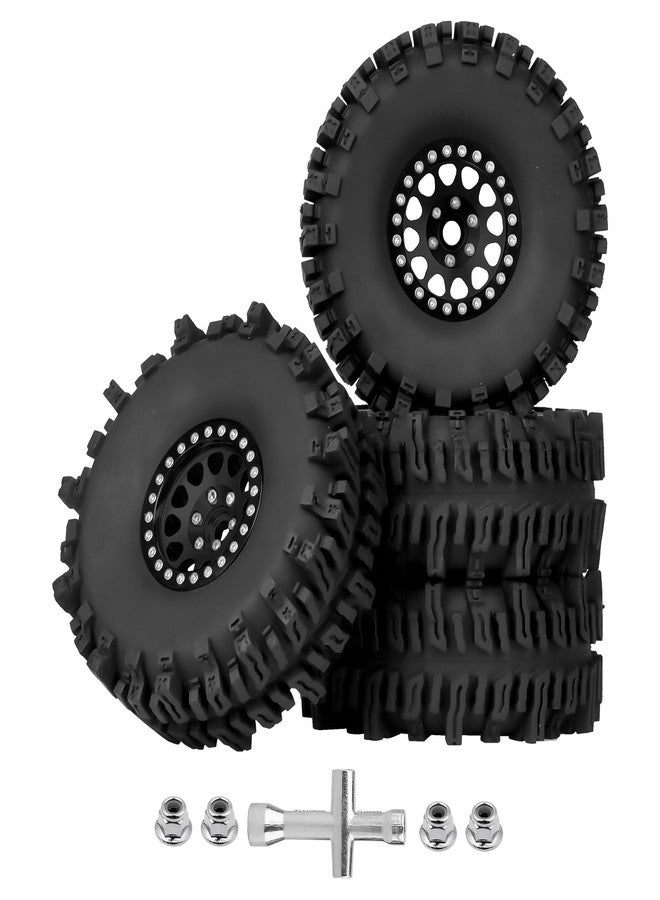 Hobbyfire 120mm 4.72'' Tall 1.9 Mud Slingers Tires Good Grip and 1.9 Beadlock Wheels Aluminum 1.9 Beadlocks for FCX10 TRX4 Axial SCX10 II UTB18 Capra Redcat Gen8 Gen7 VS4-10 1/10 RC Crawler Car (Color C) - Image 1