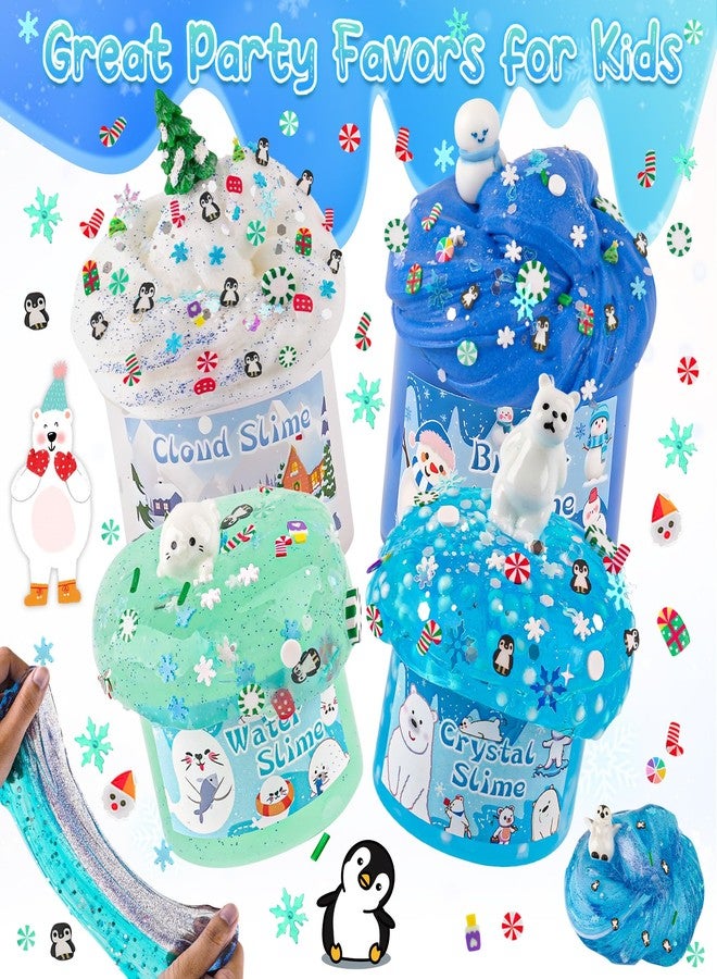 LAWOHO 6 Packs Snow Slime Kit - Butter, Clear, Water, Cloud Slimes, Fluffy Slime Making Kit for Kids with Cute Charms & Add-ins, Blue Kids Slimes Kits for Girls & Boys Birthday Christmas Easter Gifts - Image 5