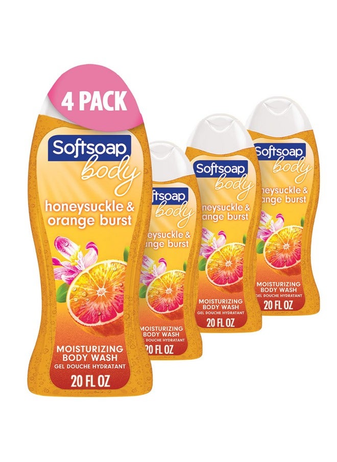 Softsoap - Body Wash, Honeysuckle & Orange Burst Body Wash, 20 Ounce, 4 Pack - Image 1