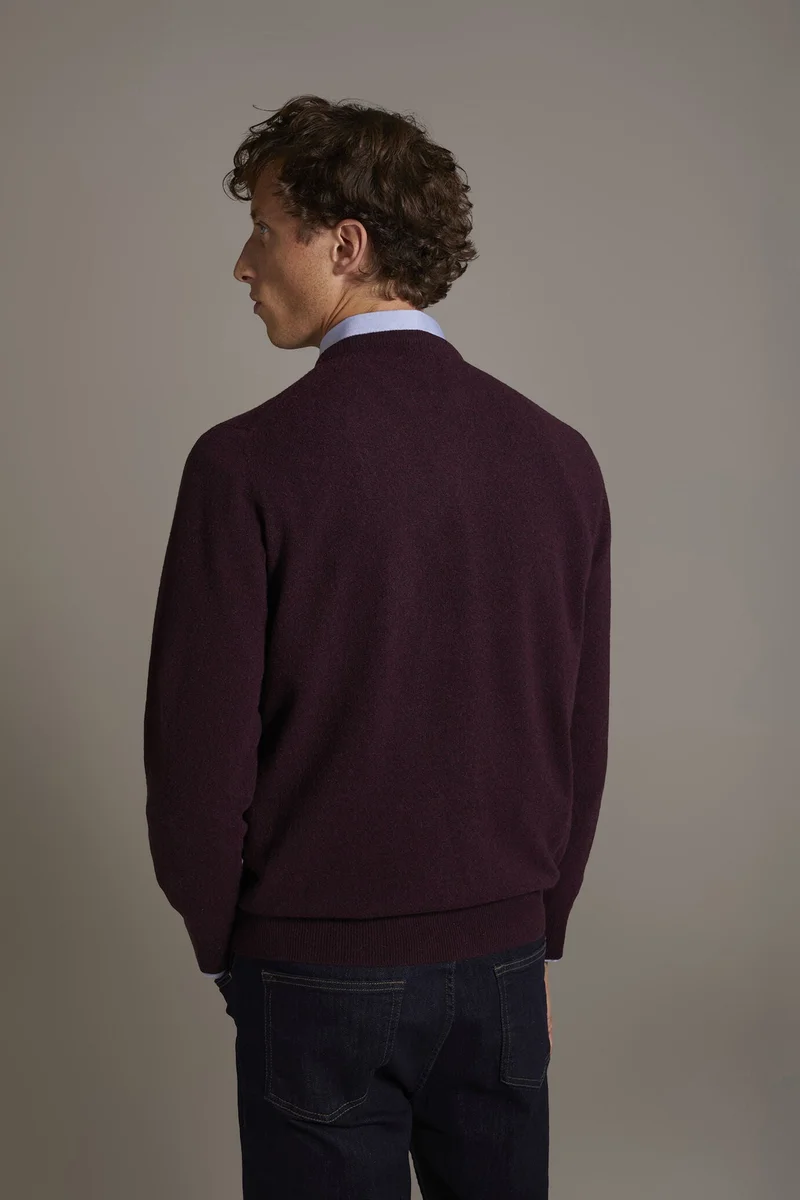 Doppelganger Red Round neck lambswool blend sweater - Bordeaux for Men | Best Price UAE