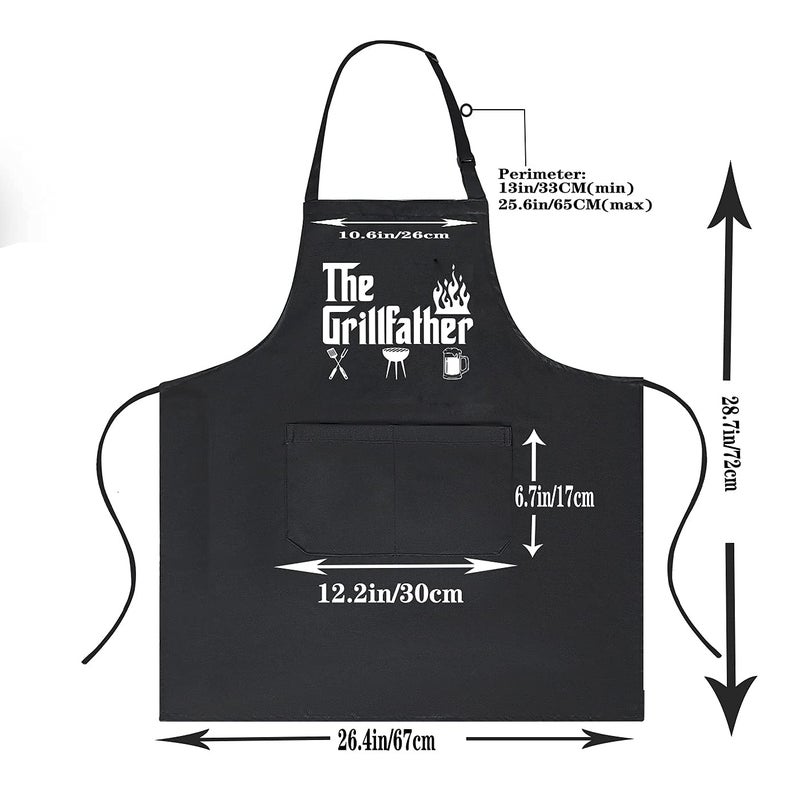 POTALKFREE Funny Grilling Aprons for Men with Pockets  The Grillfather Waterproof Kitchen Cooking BBQ Apron for Dad Man Husband  Grill Gifts for Birthday Christmas Thanksgiving - Image 4
