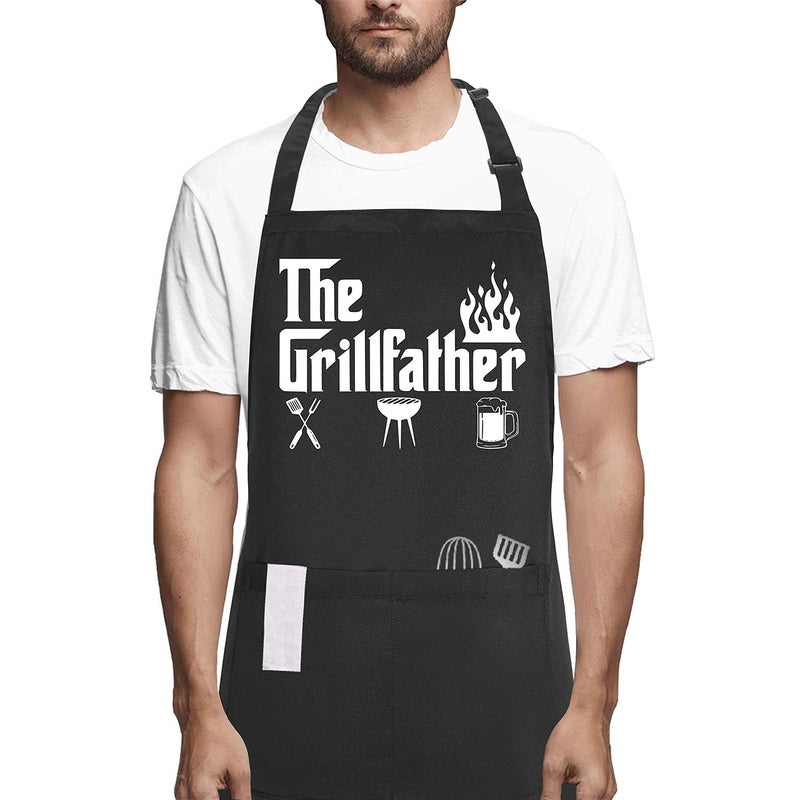 POTALKFREE Funny Grilling Aprons for Men with Pockets  The Grillfather Waterproof Kitchen Cooking BBQ Apron for Dad Man Husband  Grill Gifts for Birthday Christmas Thanksgiving - Image 1