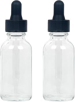 Magic Season Boston Round Glass Bottles Transparent 30 ml with Droppers 2 Pcs - Image 1