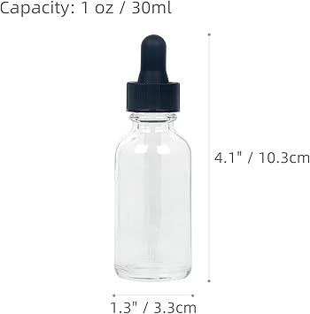 Magic Season Boston Round Glass Bottles Transparent 30 ml with Droppers 2 Pcs - Image 2