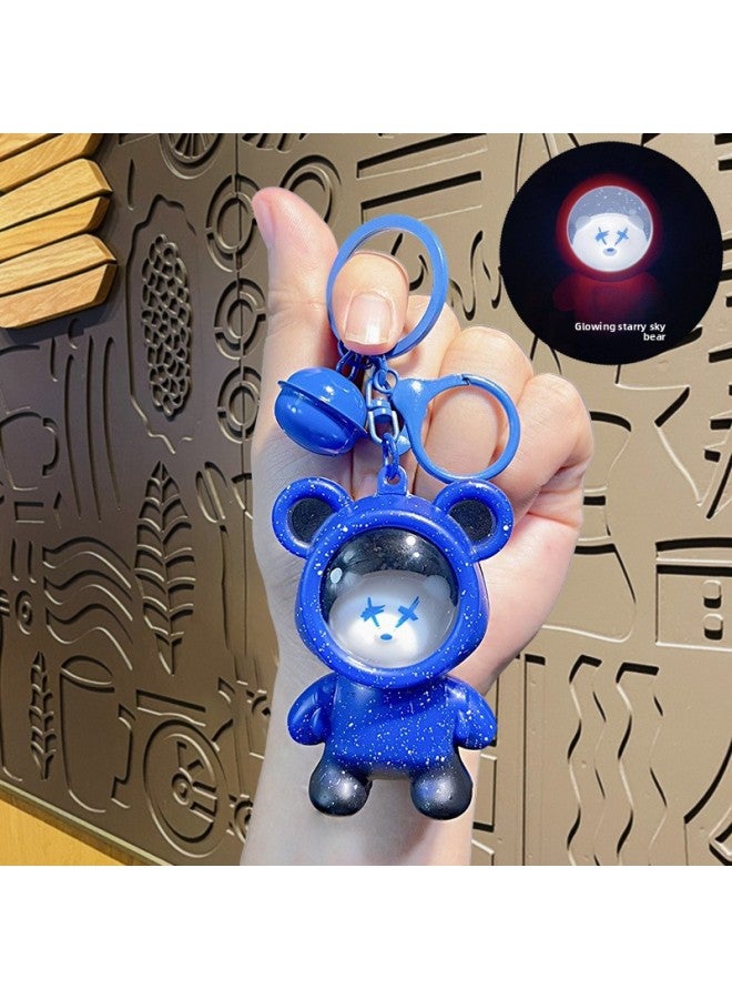 Luminous Backpack Keychain Trendy Lighted Luminous Starry Sky Astronaut Glossy Doll Car Keychain Small Gift 