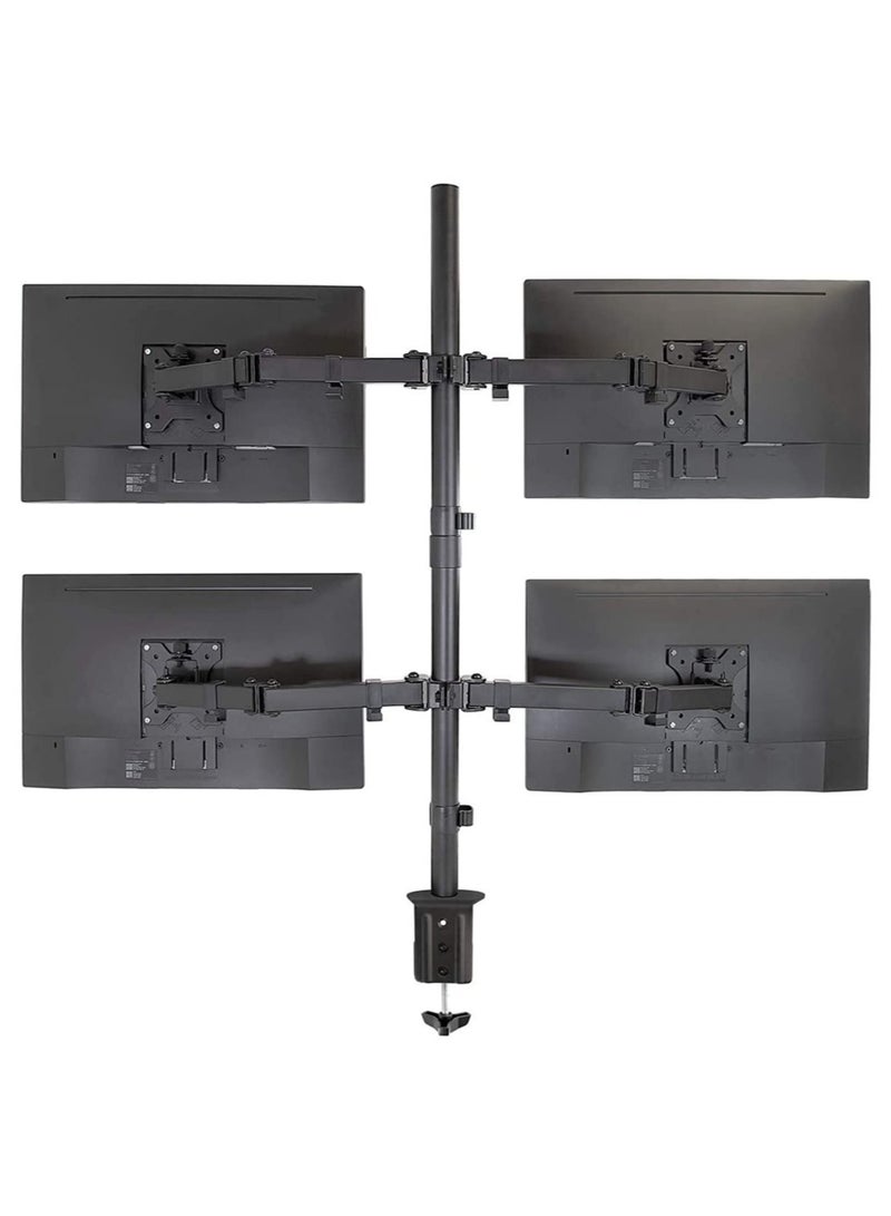 Quad LED LCD Monitor Desk Mount Adjustable Stand Holder Heavy Duty for 4 Screens 14"-26" | Height Adjustable | Gaming | Trading | Video Editing | Surveillance - Image 3