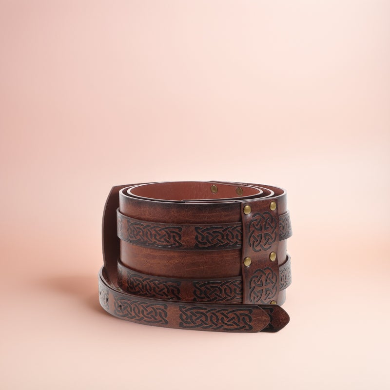 Medieval Viking Belt Wide Embossed Buckle Belt Faux Leather Belt Nordic Corset Belt Belt Renaissance Accessories For Halloween Cosplay - Image 3