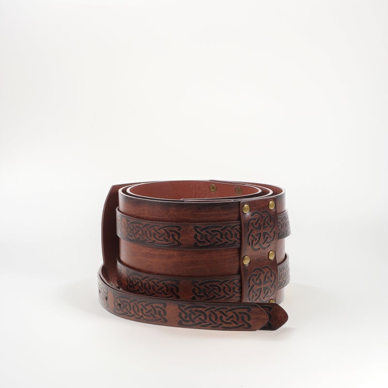 Medieval Viking Belt Wide Embossed Buckle Belt Faux Leather Belt Nordic Corset Belt Belt Renaissance Accessories For Halloween Cosplay - Image 4