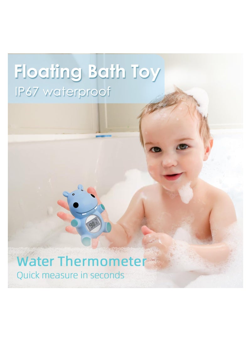 SOLARAE Baby Bath Tub Thermometer for Newborn, Bathtub Water Temperature Thermometer for Toddler, Baby Water Thermometer, Safety Floating Bathing Tub Toy Newborn Bath Essentials, Gift for Mom Kid (Hippo) - Image 3