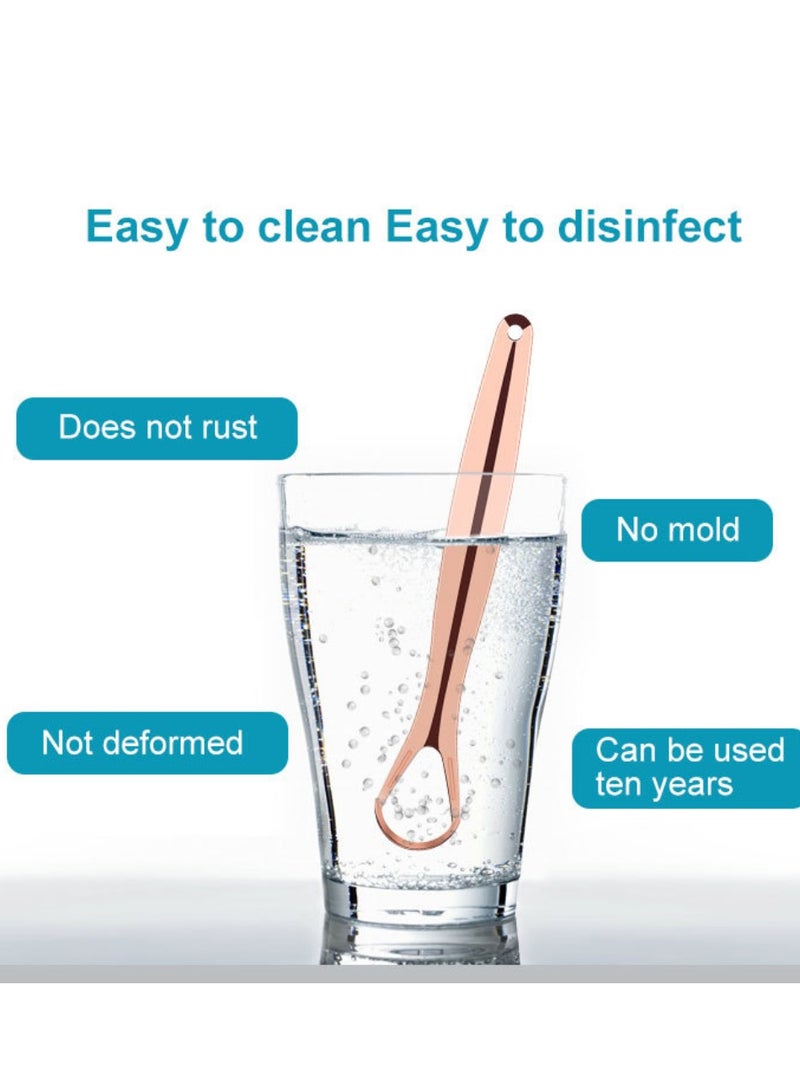 مجموعة مكشطة اللسان المصنوعة من الفولاذ المقاوم للصدأ باللون الذهبي الوردي، مكونة من 3 قطع، مجموعة تنظيف الفم، منظف طلاء اللسان، مكشطة اللسان - Image 4