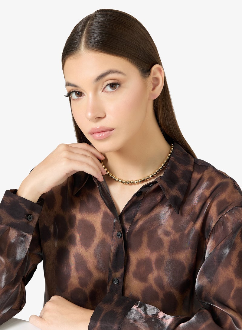 ELLA Metallic Evil Eye Layered Statement Necklace - Image 3