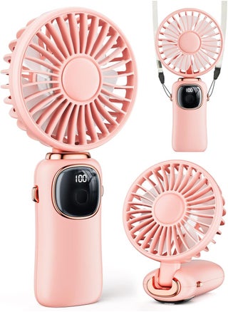 Portable Handheld Fan, 4000mAh Battery Operated Fan with LED Display, Handheld/Neck/Desk 3 in 1 Personal Small Fan, 90° Foldable Desk Fan 5 Speed Lash Fan Makeup Fan for Women - pzsku/Z3554DA04D6FCCCDB9800Z/45/_/1718551092/acda5e48-ecec-48d0-8e81-5bb35450af24