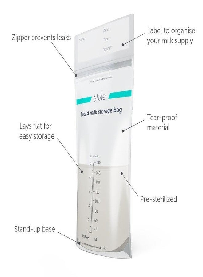 Elvie - Leak-Proof Breastmilk Storage Bags - Freeze and Warm Breast Milk - at Home or On The Go - Hygienic Double-Seal Zipper - Breastfeeding Essentials - 200 Count - Image 2