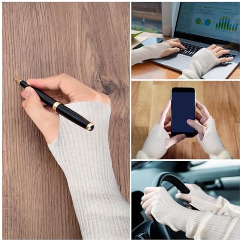 PALAY® Hand Warmer Arm Warmers for Women, Y2K Hand Warmers for Women, White Winter Knit Arm Sleeves Gloves for Teen Girls, Fashion Long Fingerless Gloves for Daily, Party, Hip Hop (All Season Use) - Image 4