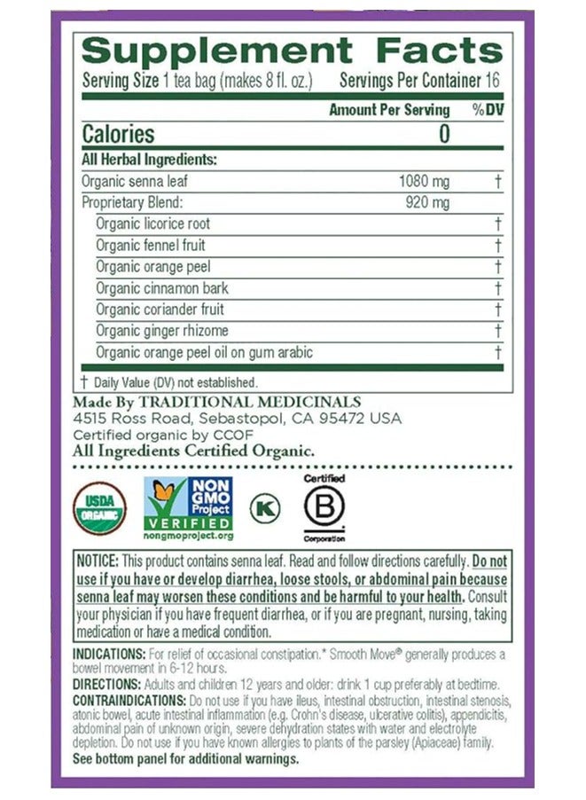 Tm Traditional Medicinal Smooth Move, 16 Teabags - Image 4