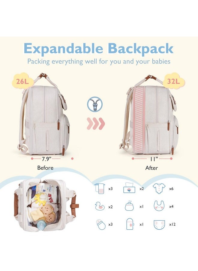 MOMMORE - Diaper Bag Backpack, Large Diaper Bag Expandable For 2 Kids/Twins, Durable Baby Bag With Changing Pad, Water Resistant Travel Diaper Backpack For Mom Dad - Image 1