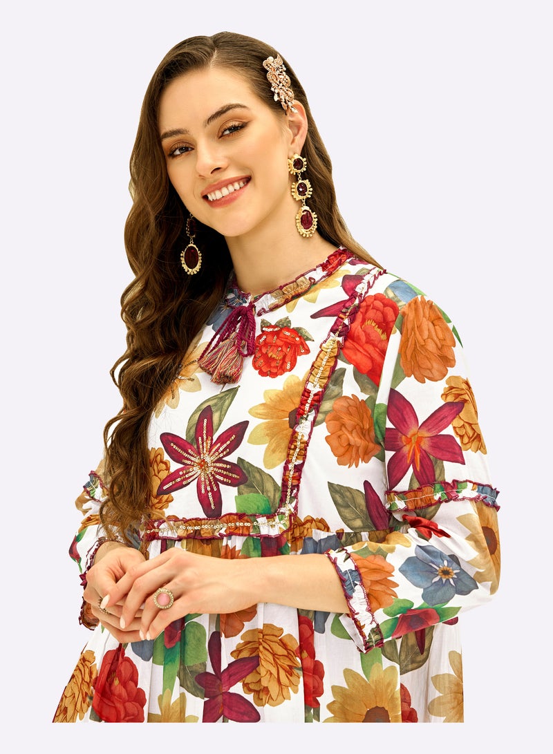 Sara Arabia Floral Mix Jalabiya - Image 4