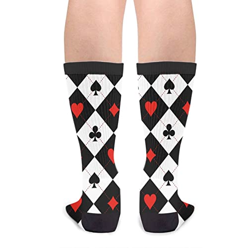 Yilad Card Suit Black and White Chess Board Unisex Novelty Crew Socks Casual Funny Crazy Dress Socks - Image 2