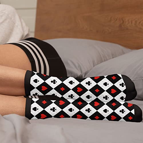Yilad Card Suit Black and White Chess Board Unisex Novelty Crew Socks Casual Funny Crazy Dress Socks - Image 4