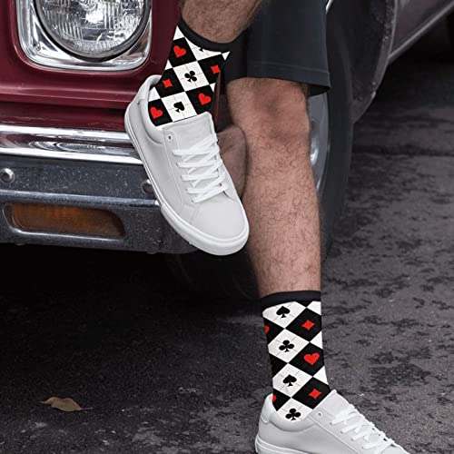 Yilad Card Suit Black and White Chess Board Unisex Novelty Crew Socks Casual Funny Crazy Dress Socks - Image 5