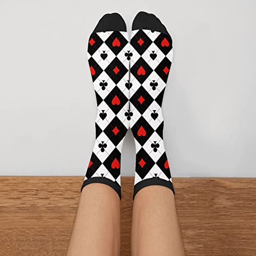 Yilad Card Suit Black and White Chess Board Unisex Novelty Crew Socks Casual Funny Crazy Dress Socks - Image 3