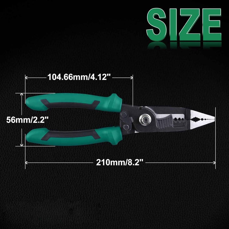 UpToDateTools Multifunction 6 in 1 Electric Pliers Long Nose Electrician Wire Stripping Cutter Clamp Hardware Cable Repairing Hand Tool - Image 3