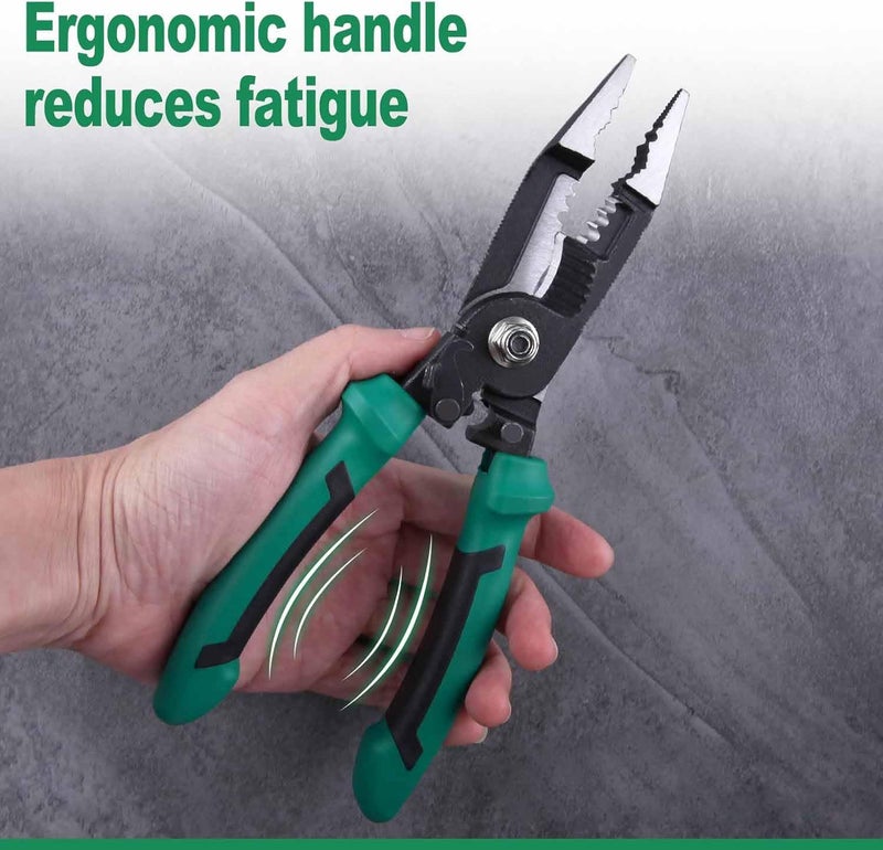 UpToDateTools Multifunction 6 in 1 Electric Pliers Long Nose Electrician Wire Stripping Cutter Clamp Hardware Cable Repairing Hand Tool - Image 4