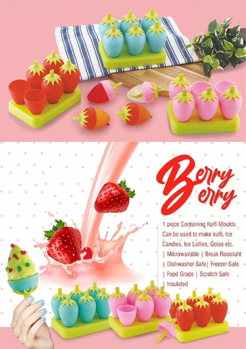 PUTHAK Food Grade EasilyRemovable BPAFree Dishwasher Safe Frozen Ice Cream Mould Lolly Pop Candy Popsicle Plastic Random Color BerryBerry - Image 2