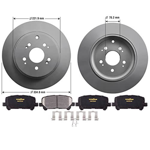 Goodyear Brakes PRK59797R | Rear Truck & SUV Brake Kit with Pair (2) of AntiOx Coated Brake Rotors and Carbon-Ceramic Brake Pads fits Acura MDX 13-07, ZDX 13-10; Honda Odyssey 17-11, Pilot 15-09 - Image 2