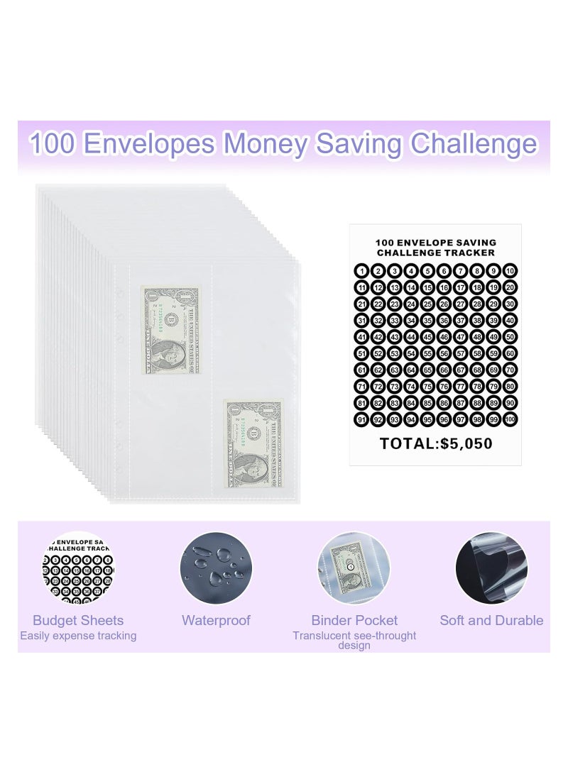 Zikra 100 ظرف تحدي توفير المال 100 ظرف تحدي مجلد 100 يوم تحدي الظرف مجموعة مجلد توفير المال طريقة سهلة وممتعة لتوفير $5,050 مخطط الميزانية كتاب توفير A5 - Image 4