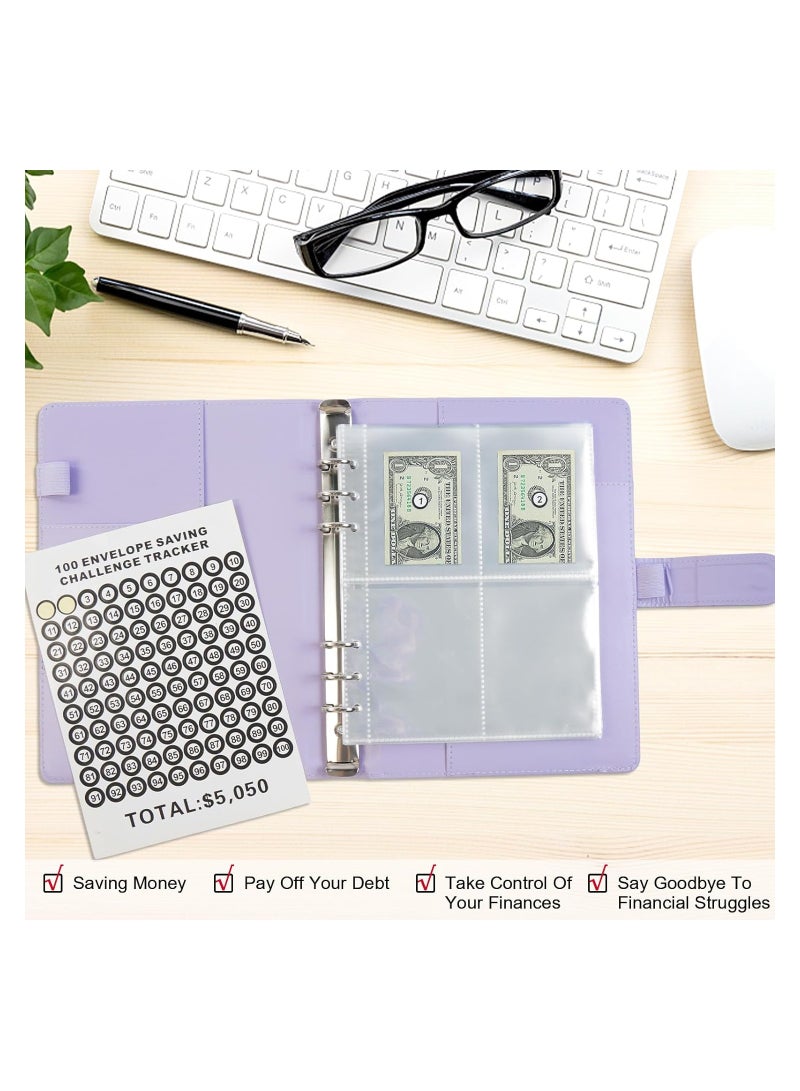 Zikra 100 ظرف تحدي توفير المال 100 ظرف تحدي مجلد 100 يوم تحدي الظرف مجموعة مجلد توفير المال طريقة سهلة وممتعة لتوفير $5,050 مخطط الميزانية كتاب توفير A5 - Image 3