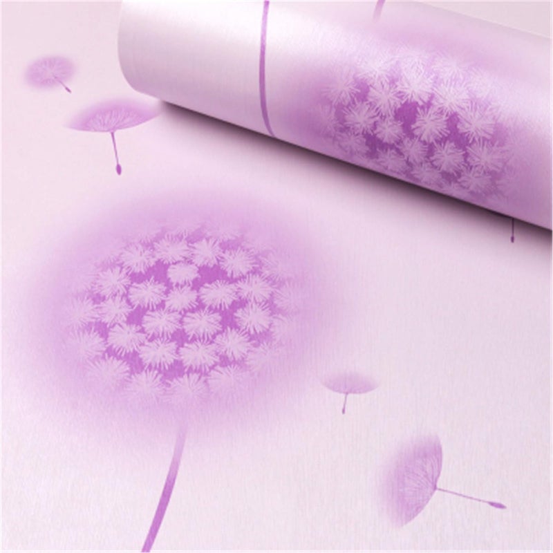 wolpin Wall Stickers PVC Wallpaper Hall Decor (45 x 500 cm) Pink Dandelion DIY Home Decoration Self Adhesive Flowers, Pink - Image 1