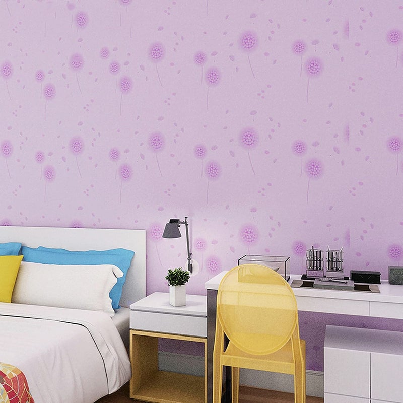 wolpin Wall Stickers PVC Wallpaper Hall Decor (45 x 500 cm) Pink Dandelion DIY Home Decoration Self Adhesive Flowers, Pink - Image 5