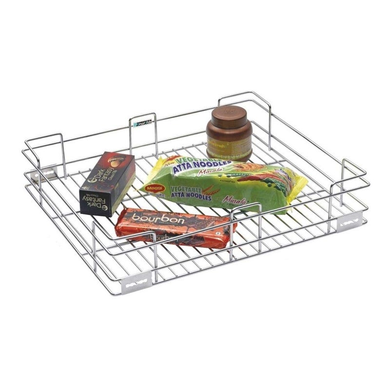 KEEPWELL Stainless Steel Kitchen Plain Basket Kitchen Trolley Modular Basket Plain Basket Kitchen Basket Tray Rack 21 X 20 X 4