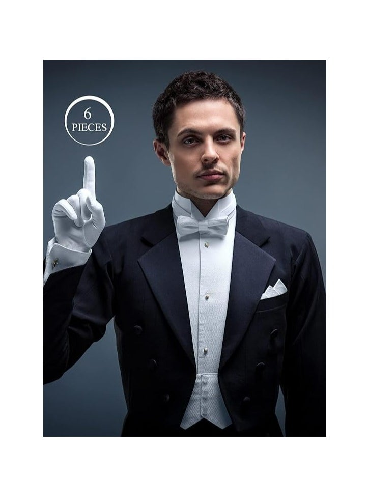 Oasisgalore 6 Pairs White Cotton Gloves for Formal Tuxedo Jewelry Inspection  - Image 4