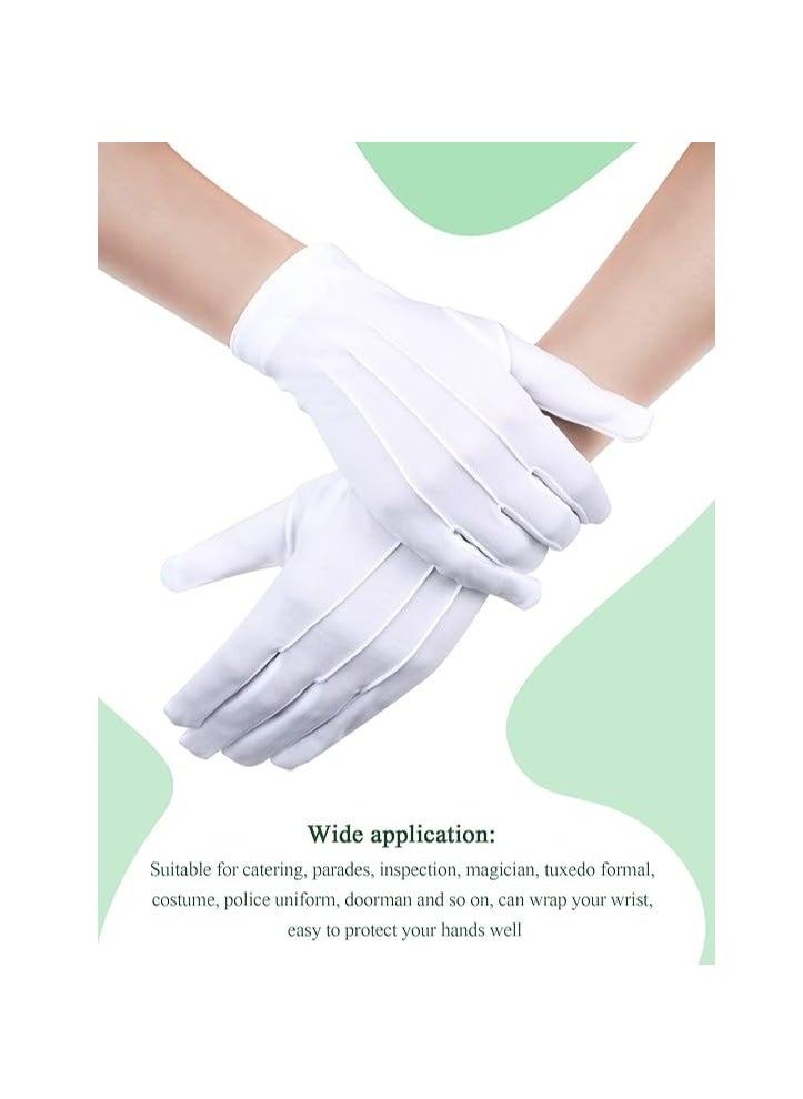 Oasisgalore 6 Pairs White Cotton Gloves for Formal Tuxedo Jewelry Inspection  - Image 3