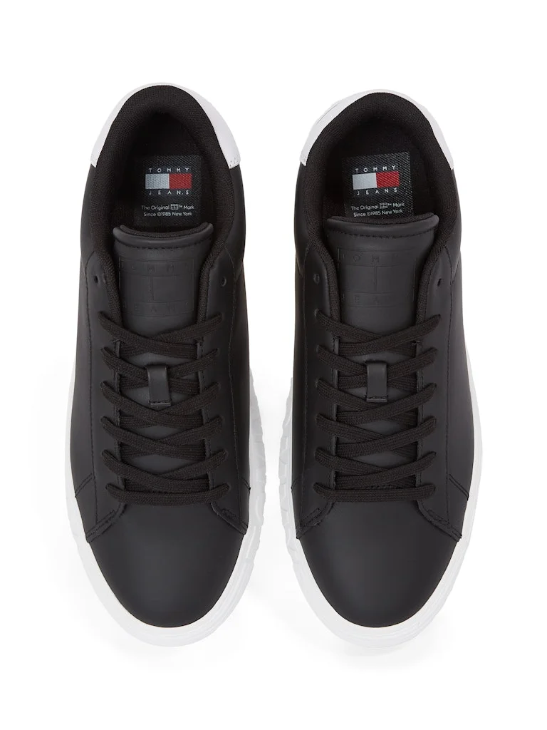 TOMMY HILFIGER Men's Logo Trainers - Leather, Black