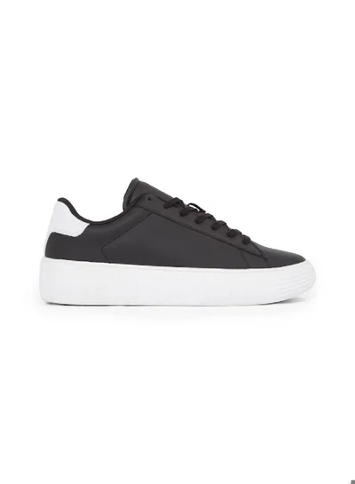 TOMMY HILFIGER Men's Logo Trainers - Leather, Black