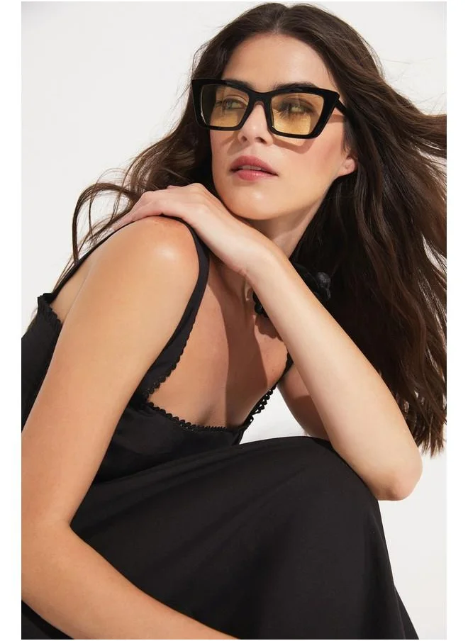 JUNE June Thick Strap Pleated Dress Black