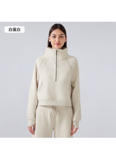 Generic Fleece-Lined High Collar Sweatshirt Women white protein 
