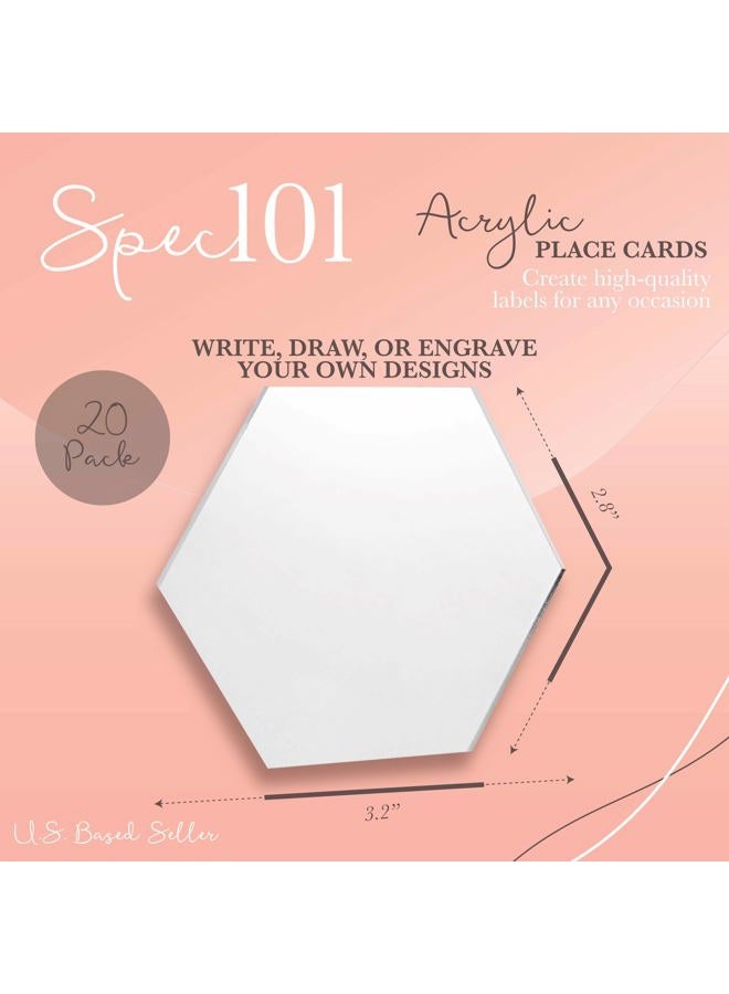 Spec101 Acrylic Place Cards - 2 x 3.5 Inch Hexagon Acrylic Blanks for Acrylic Signs and Table Place Cards, 20Pc - Image 3