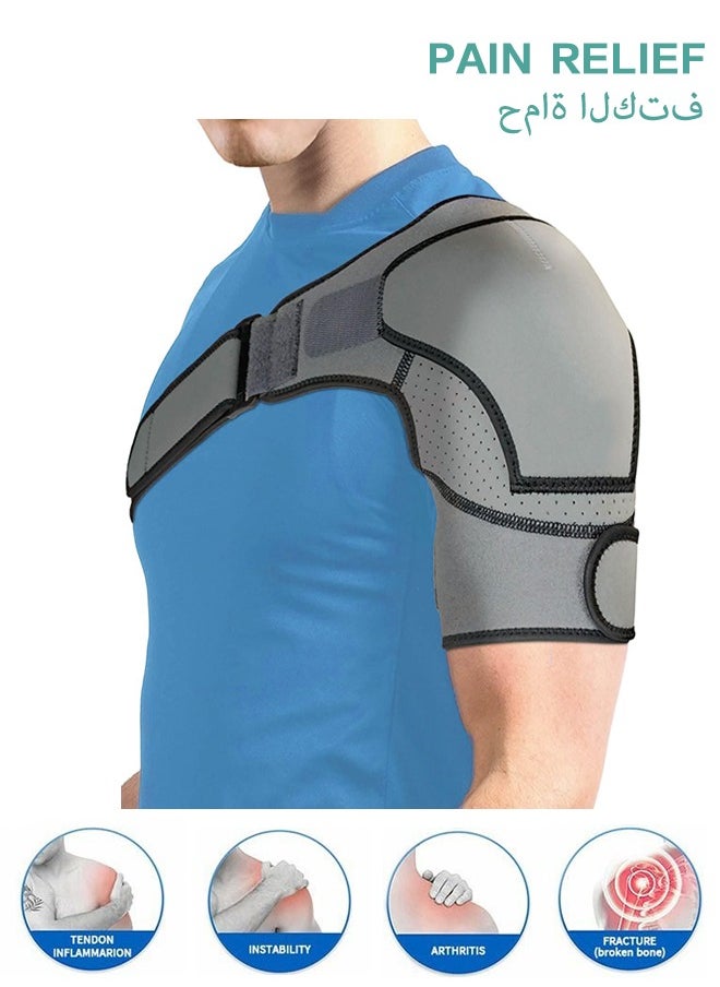 Polish'D Shoulder Brace, Shoulder Support and Compression Sleeve for Torn Rotator Cuff, Dislocated Shoulder, Pain Relief, Adjustable Fits Shoulder Brace Immobilizer Strap with Ice Pack Pocket  - Image 1