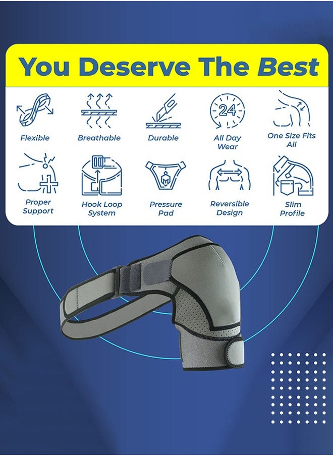 Polish'D Shoulder Brace, Shoulder Support and Compression Sleeve for Torn Rotator Cuff, Dislocated Shoulder, Pain Relief, Adjustable Fits Shoulder Brace Immobilizer Strap with Ice Pack Pocket  - Image 3